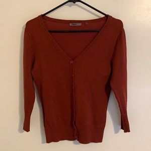 Red cardigan